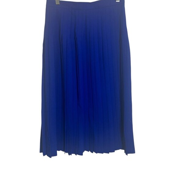 Vintage Jaeger 100% Wool Pleated Skirt Blue Sz 16 Made in London Preppy Classic - Picture 1 of 9